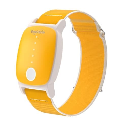EmeTerm Explore for Kids FDA-Cleared Anti-Nausea Wristband IP67 Waterproof Morning Motion Sickness Relief Band Rechargeable Classic Strap Design Drug Free Non-drowsy Without Side Effects Sunny Yellow
