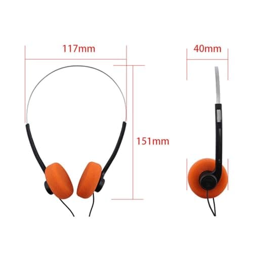 AsrMyjcx Retro Style Headphone Photo Props Lightweight Headband Earphone for Fitness Travel Take A Plane Adults, Orange — view 3