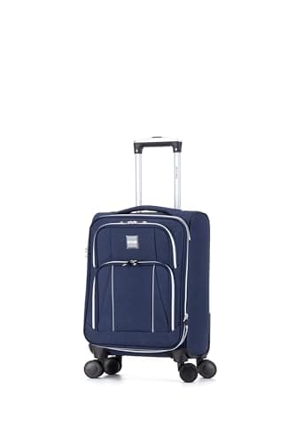 Skylark Carry-on 20" Lightweight Soft Expandable Suitcase, Hand Luggage 4 Wheels & Combination Lock, 55x35x20cm | Accepted All Airlines easyjet, RyanAir, British Airways (Navy, 36 litres)
