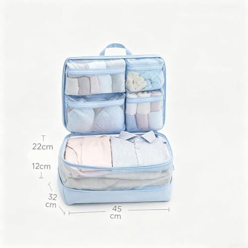 Compressible Travel Bag 17.7in Space Saving Design(Blue) — view 2