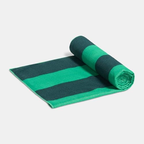 OHS Beach Towels for Adults Vertical Stripe, Super Soft Quick Dry Sand Free Microfibre Towel Large Lightweight Compact Pool Summer Essentials Travel Towel, Dark Green - 71 x 152cm — view 4
