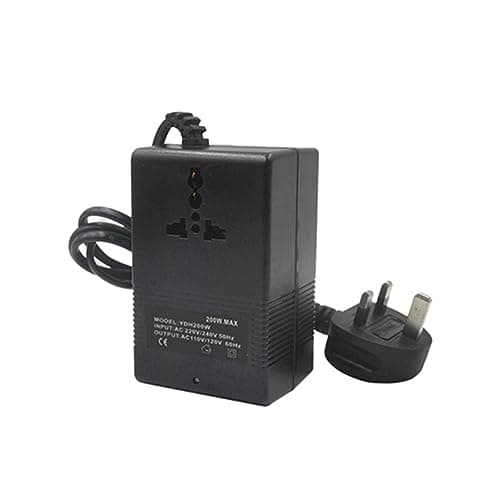 Asuinxurr 200W Voltage Converter 220V to 110V Transformer Down Transformer Voltage Converter Travel Adapter Easy to Use Black UK Plug