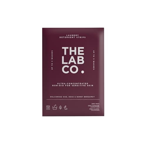 The Lab Co. Laundry Detergent Strips Washing Sheets | Travel Pack | Eco Ultra-Concentrated | Non-Bio | Sensitive Skin | Non-Toxic Fragrance | EDC-Free | Welcoming Oud Rose Bergamot | 3 Loads