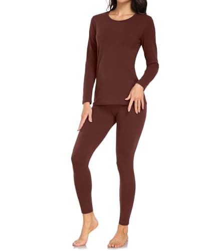wirarpa Women's Thermal Underwear Set Cotton Base Layer Top & Bottoms S