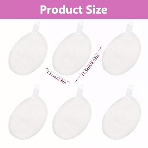 LOPHE Reusable Makeup Remover Pads, 6 Pack Ultra-Soft Coral Fleece Facial Cleansing Pads with Hanging Loop & Travel Bag, Gentle Washable Hypoallergenic Face Pads for All Skin Types (White) — view 2