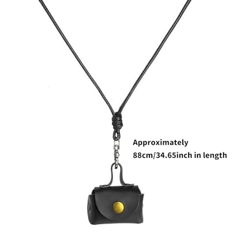 Necklace Pouches with Leather Materials for Coin Storage, Black — view 3