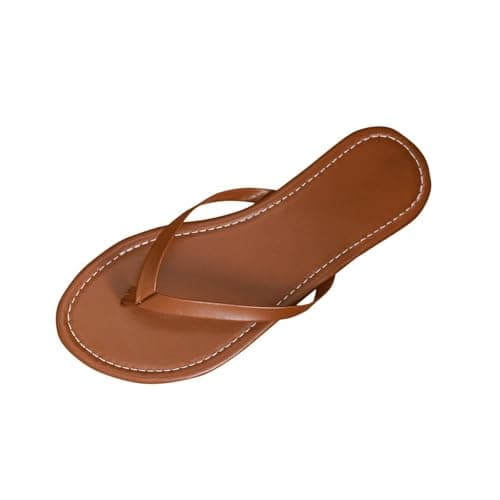 Arestory Faux Leather Flip Flops for Women Summer Sandals with Arch Support Ladies Casual Slippers Summer Beach Walking Thong Cushion Slip On Sliders Comfortable Slide Toe Post Indoor Outdoor Mules