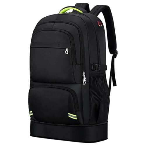 Nayubo 65L Hiking Backpack for Men Waterproof Expandable Travel Backpack Carry On Backpack Casual Daypack Large Rucksack for Camping Outdoor Sports Trekking (Black)