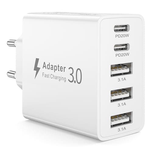EU Travel Adapter Charger, 50W European Plug Adapter Fast Charging with 2USB C &3USB A, Multi European USB Charger Plug Wall Adaptor for iPhone 17 16 15 14 13,Samsung Galaxy S26 S25,Europe Travel Plug