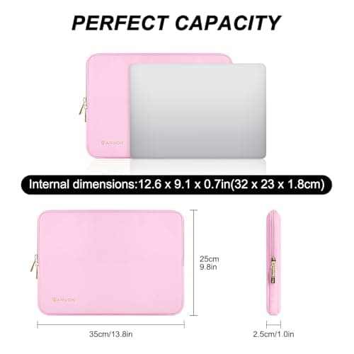 ARVOK 13 13.3 inch Laptop Sleeve Case,Waterproof Laptop Notebook Cover for MacBook Air MacBook Pro 13 14 inch, Computer Carrying Bag for HP ThinkPad Dell Lenovo Asus Acer MSI, Pink — view 2