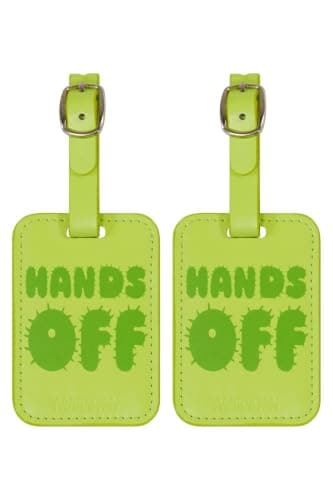 American Tourister Luggage Tags - for suitcases and Bags, with Adjustable Strap, Address Card Included, with Print, Set of 2 - Hands Off