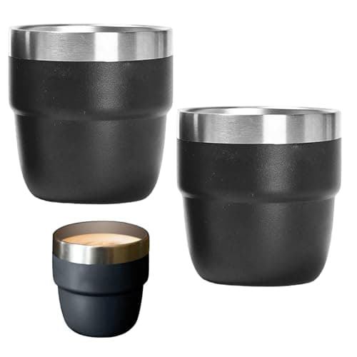 AZIDWERYQ 2PCS Stackable Cups 4oz Vacuum Insulated Stainless Steel Espresso Cups Easy to Clean Espresso Mugs for Car Home Camping Travel Stackable — view 2