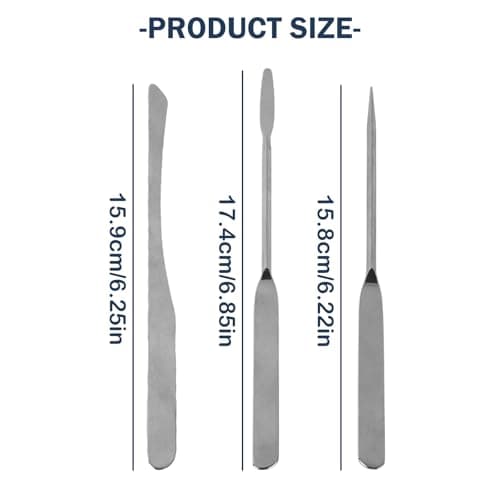 3 Pcs Stainless Steel Makeup Spatula Set for Foundation Mixing and Skincare - Double Ended Metal Cosmetic Spatulas for Face Cream Application — view 2
