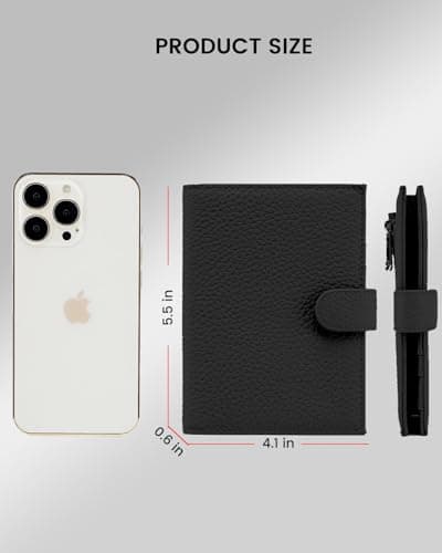 Karmiir RFID Blocking Leather Passport Wallet, Compact Travel Wallet for Women & Men, Black, 9 Compartments, 3 Card Slots, Zippered Coins Pocket, Slim & Portable, Unisex-Adults, Gift Option — view 5