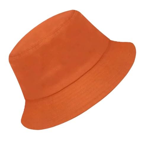 Geukmun Bucket Hat Unisex Cotton Sun Protection Summer Beach Outdoor Fishing Travel Hat UV Packable Orange