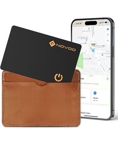 NOVOO Ultra-Slim Smart Card Bluetooth Tracker, 1.6mm Thin with 6-Year Battery, IP68 Waterproof GPS Item Finder, Apple Find My Compatible (iOS Only) Air Locator Tag for Wallet, Keys, Luggage, Passport