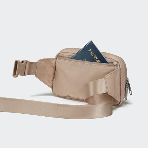 Pander Belt Bag Large 2L, Nylon Fanny Pack Purse for Women and Men with Adjustable Strap, Raw Linen, L, Solid — view 4