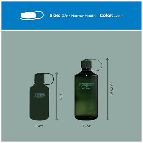 Nalgene Sustain Tritan BPA-Free Water Bottle Made with Material Derived from 50% Plastic Waste, 32 OZ, Narrow Mouth, Jade — view 5
