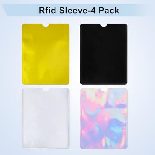 OUZRETUCU RFID Blocking Sleeves Set of 24, 20 Credit Card Protector Sleeves & 4 Protective Passport Holder for travel Women Men, Colorful, Slim, Waterproof — view 5