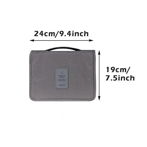 Travel Hanging Toiletry Wash Bag Makeup Cosmetic Organizer Hanging Toiletry Bags for Women, Waterproof Multifunctional Cosmetics Storage Bag for Girls Men (Grey) — view 5