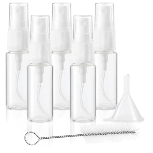 Notoke 7-Pack Small Spray Bottle Set - 5PCS 15ml Travel Spray Bottles with Cleaner & Tunnel, Clear Empty Fine Mist Bottles Refillable Liquid Containers for Perfume, Care Liquid, Cosmetics