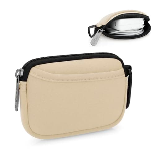 JINSI Mini Pouch Case Small Accessories Storage Organizer Tech Bag (Beige)