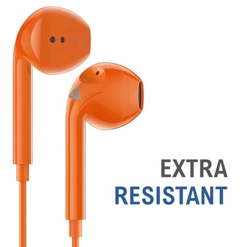 Ludos ZENITH Wired Earbuds in-Ear Headphones, 2 Year Warranty, Earphones with Microphone, Corded for 3.5mm Jack Ear Buds for iPhone, Samsung, Computer, Laptop, Kids, School Students, Woman - Orange — view 6