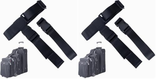 STATUS T-Type Luggage Strap for Suitcases, Adjustable Suitcase Straps with Quick Release Buckle, Connects Upto 3 Cases, Connector Belt for all Types of Luggages, Black, 2 Pcs (STTYPELUGSTRAP6)