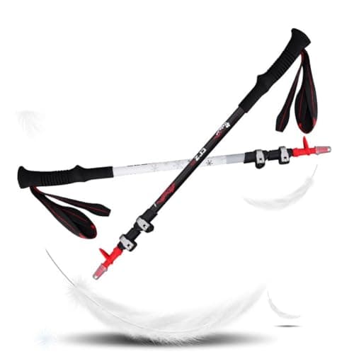Rockreyoa Nordic Walking Poles Carbon Fibre Monopod Playpen Nordic Foldable Hiking Poles Women Men Telescopic Trekking Poles for Outdoor Hiking Camping Mountaineering White — view 2