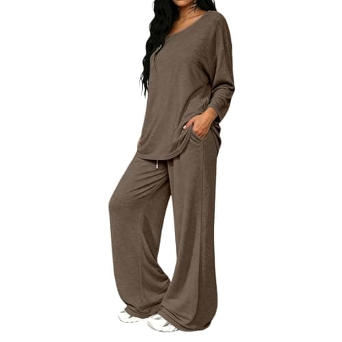 Lounge Wear Sets For Women Uk Tracksuit Womens Full Set Airport Outfits 2026 Long Sleeve Lounge Wear Casual Co Ord Sets Long Sleeve Two Piece Outfits with Pockets Women'S Clothing