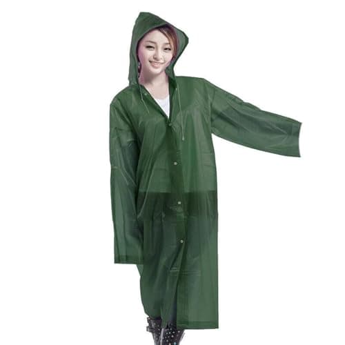 Boolavard Adult Unisex Reusable Waterproof Rain Coat Portable Rain Jacket Poncho for Outdoor 150 * 65cm (UK, Alpha, One Size, Regular, Regular, Army Green)