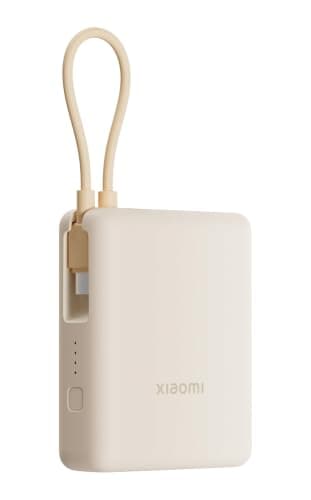 Xiaomi 33W Power Bank 10000mAh, Built-in USB C Cable, Fast Charging, Tan