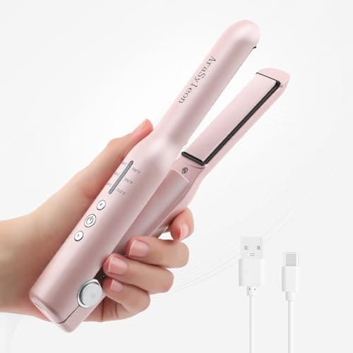 Cordless Hair Straightener Travel for Short Hair, Pink — view 6