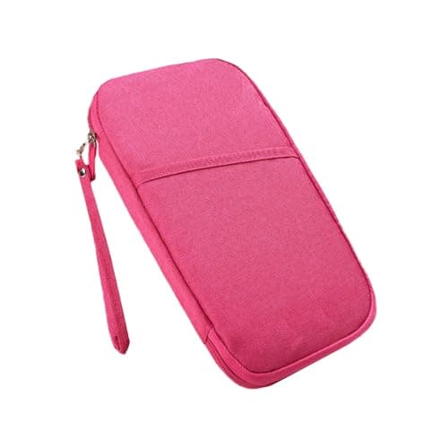 Passport Holder Travel Wallet, Large Capacity Travel Document Holder, RFID Blocking Waterproof Portable Travel Wallet Organiser for Cash Passport ID Card Credit Cards Flight Ticket Pen (Rose Red)