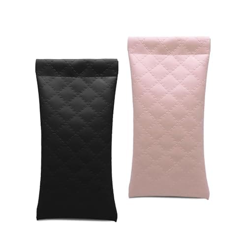 MeiLang Soft PU Leather Eyeglass Case, 2Pcs Glasses Case for Women & Men, Portable Squeeze Top Glasses Pouch for Travel Trinket Organizer Bags