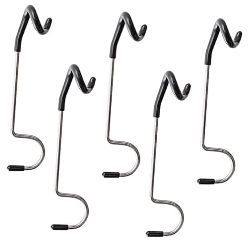 DINHEAROM Tent Light Hook S Shape Stainless Steel 5 Pack Black