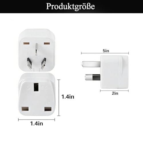 Flomiara 2 Pack UK to Australia Plug Adapter, New Zealand Plug Adaptor, UK to China AU Plug Adapter, Grounded Travel Adapter for Australia New Zealand China Fiji Argentina and More, White (Type I) — view 2