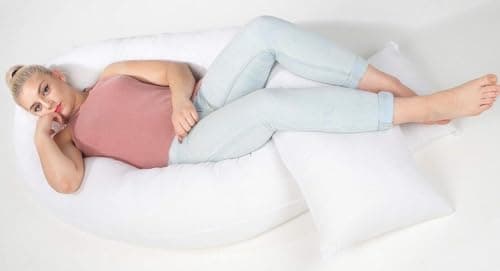 CHILIMILII 9 Ft Long U-pillow Full Body Support Maternity/Pregnancy-Cuddle Cushion for Sleeping-Back, Leg, Hip Arthritis Support with Free Poly Cotton Case (Silver) — view 4