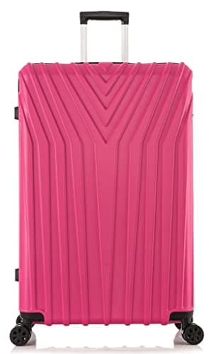 DK Luggage 24" Medium Hard Shell Suitcase Luggage 4 Wheel Spinner ABS101 (Pink, 24" Medium) — view 2