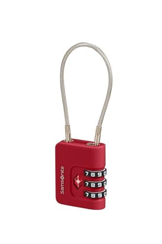 Samsonite TA Revolution - TSA Cable Lock with 3-Digit Combination, Secure Luggage Lock for suitcases & Bags, Red