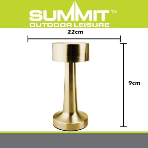 VFM e-Store - Touch Lamp Rechargeable 3 Light Settings - Camping, Travel Holiday Accessories for Summer - 10cm X 21cm Brushed Gold X 1 — view 2