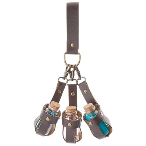 SUPERFINDINGS Medieval Glass Cork Potion Bottle with PU Leather Holder Brown Medieval Alchemy Belt Bag Retro Belt Pouch Waist Pack with 3PCS Bottle Wizard Waist Pouch for Costume Cosplay Accessory