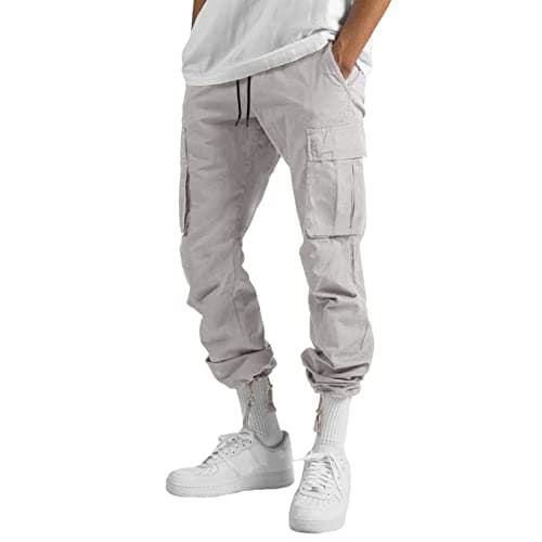 Mens Casual Waist Color Sports Hat Woven Pocket Foot Rope Solid Pants Stree — view 2