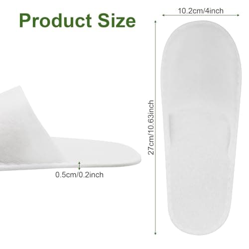RESTALLADNWEST 14 Pairs Disposable Spa Slippers - White Closed Toe Hotel/Guest Slippers for Women & Girls - Perfect for Parties, Travel, Home & Hotel Use — view 4