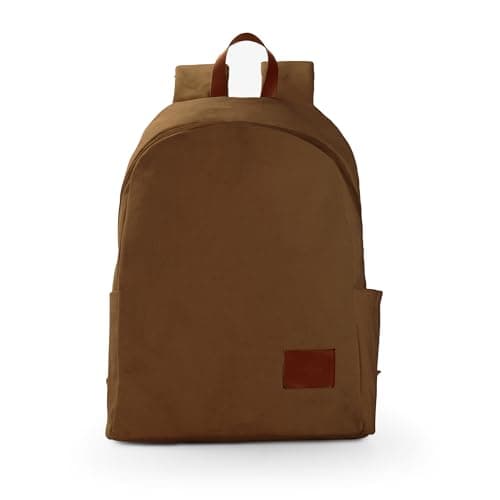 WooStyle Premium Cotton Canvas Backpack – Stylish, Lightweight, Multifunctional Laptop Bag, Extra Capacity. Fits 13”-15” inch Laptops. Unisex, All Ages. Includes Matching Pouch (Brown)