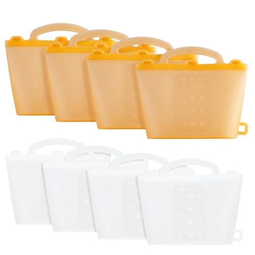 SUNNYNEST 4pcs Reusable Freezer Bags Leak-Proof Silicone Food Storage Containers Bag Food Preservations Fridge Fruit Pouches for Kitchen, Fridge, Travel & Office Use (White) — view 6
