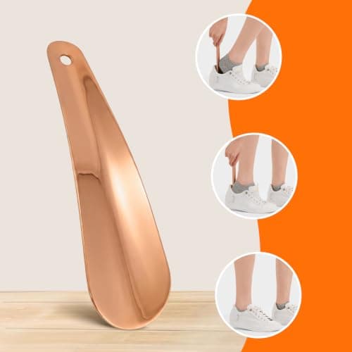 ACKKOR Rose Gold Metal Shoe Horn Small 16cm for Travel and Daily Shoes Use — view 3