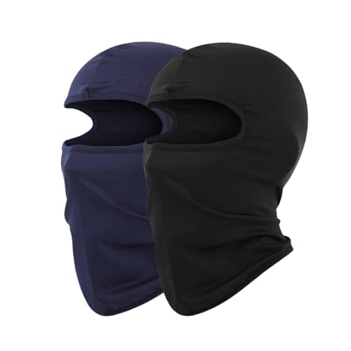 JiaYouLC 2 Pack Kids Lightweight Balaclava Childs Thin Helmet Liner Ski Face Mask for Skiing Cycling Fishing (UK, Alpha, One Size, Black + Blue)