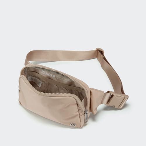 Pander Belt Bag Large 2L, Nylon Fanny Pack Purse for Women and Men with Adjustable Strap, Raw Linen, L, Solid — view 5