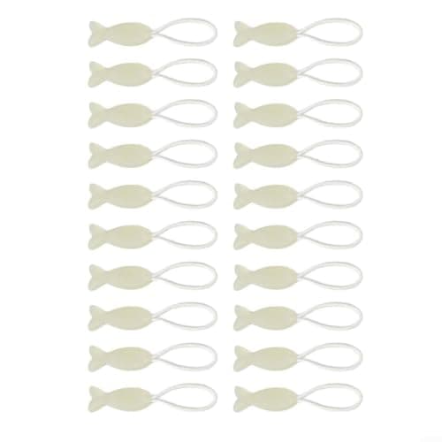 20 Pack Glow Zipper Pullers Night Visible Cord for Outdoor Jackets Dry Bags Suitcase Repair Kit White — view 3